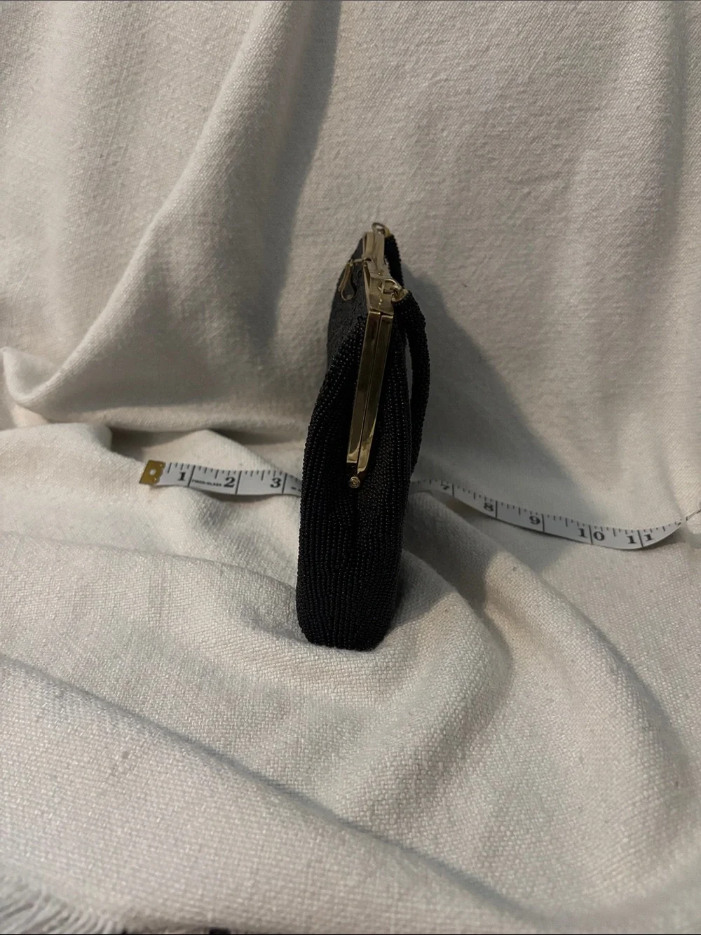 Vintage beaded black clutch